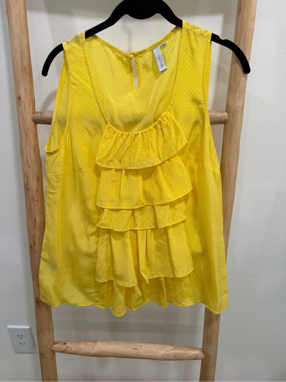 Silk Ruffle Sleeveless Top - Yellow